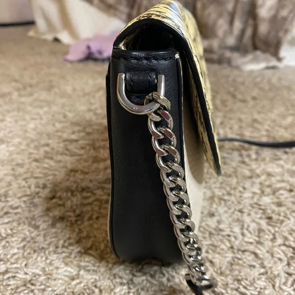 Michael Kors Snake Print Leather Crossbody Chain Strap Colorblock - Picture 3 of 8